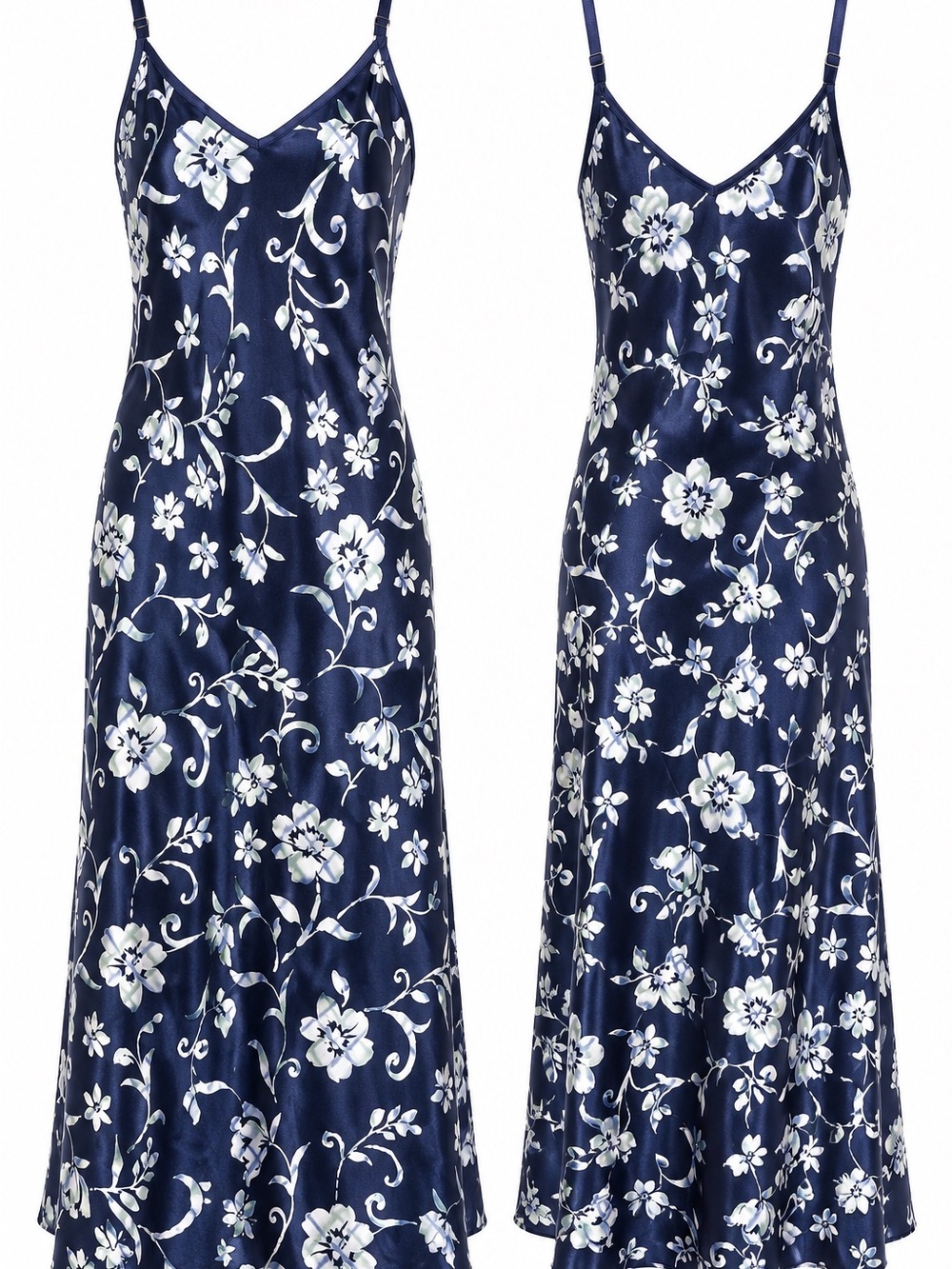 Jones New York Satin Nightgown Large NWT Sapphire Ombre Floral Long Maxi Gown